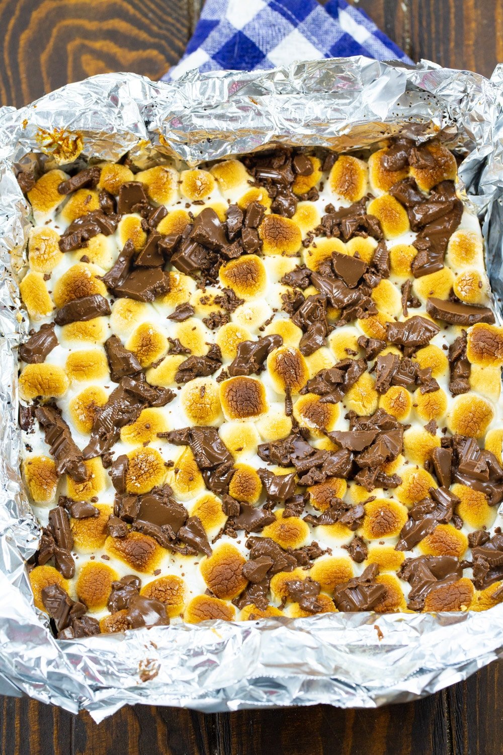 S'mores Bars in a square baking dish.