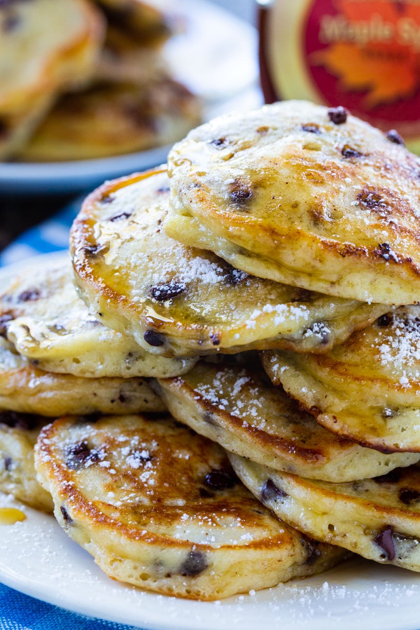 Close-up of stack of pancakes.