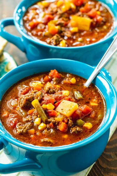 Crock Pot Spicy Vegetable Beef Soup - Spicy Southern Kitchen