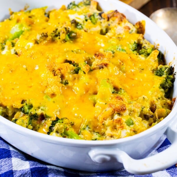 Stove Top Broccoli Casserole in a baking dish.