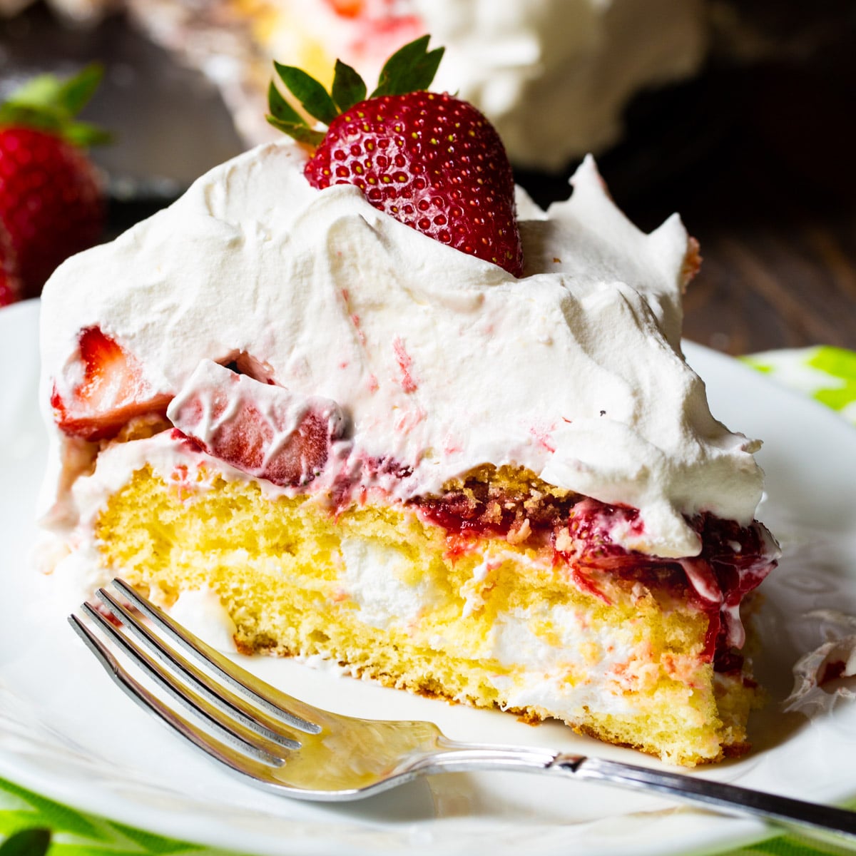 Strawberry Twinie Cake Slice on a plate.