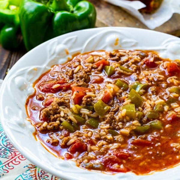 Bowl full of Stuffed Pepper Soup