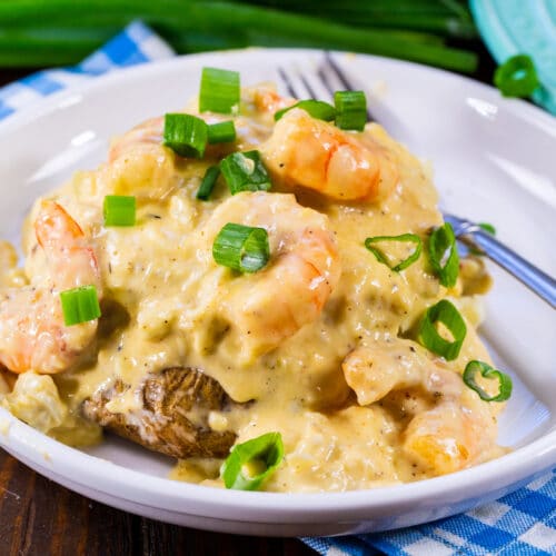 Double Stuffed Potatoes with Cheesy Seafood Sauce - Spicy Southern Kitchen