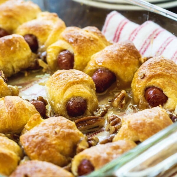 Sweet Little Smokies Rolls in a baking dish.