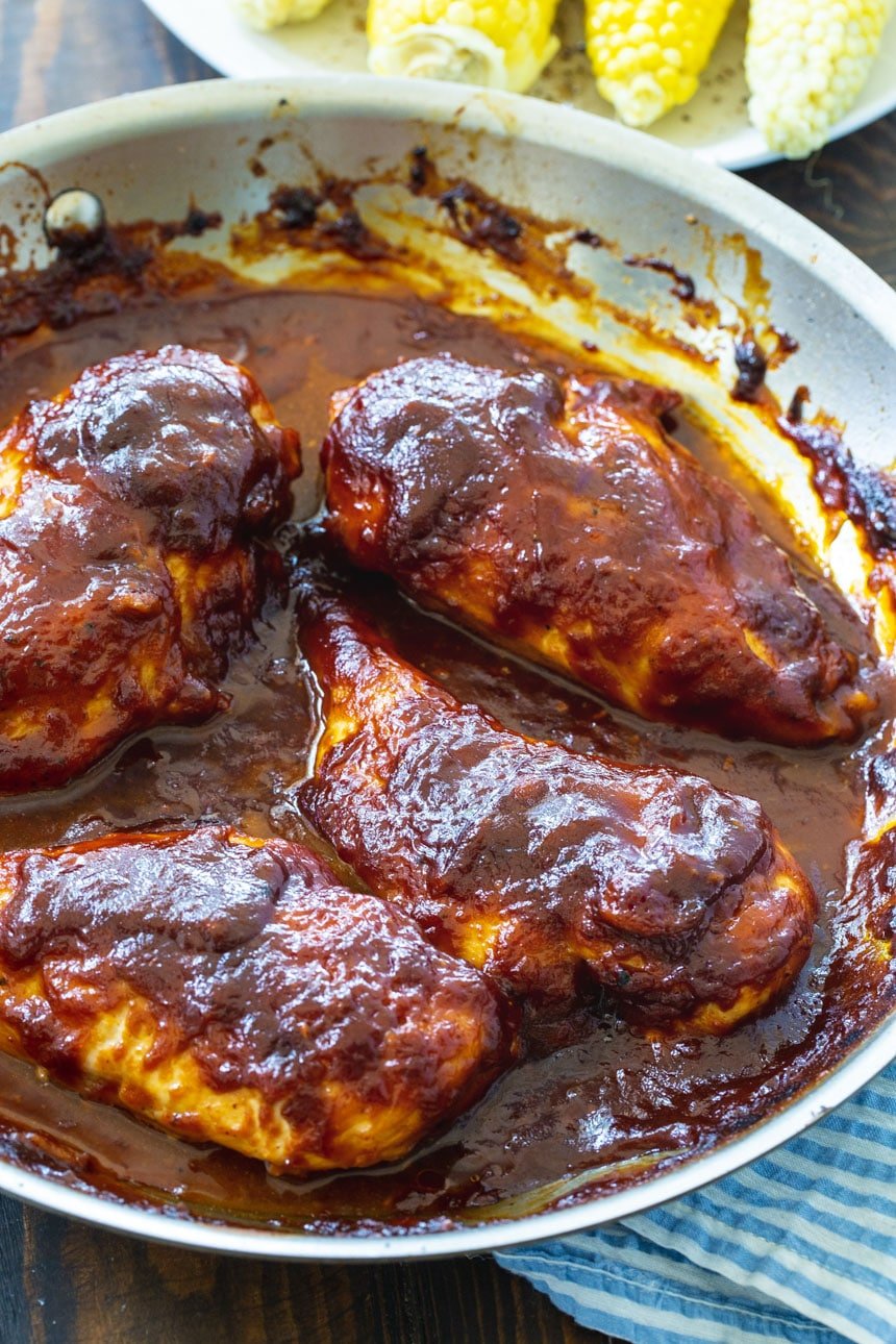 Oven-Barbecued Chicken in a large skillet.