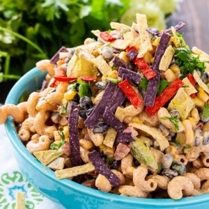 Tex Mex Pasta Salad with beans and corn