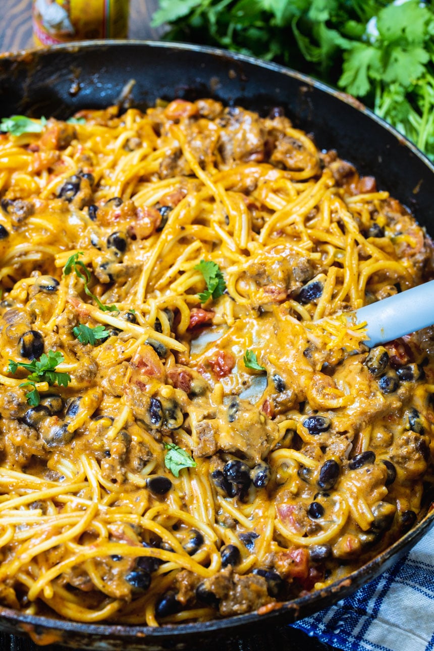 Taco Spaghetti in a large skillet.