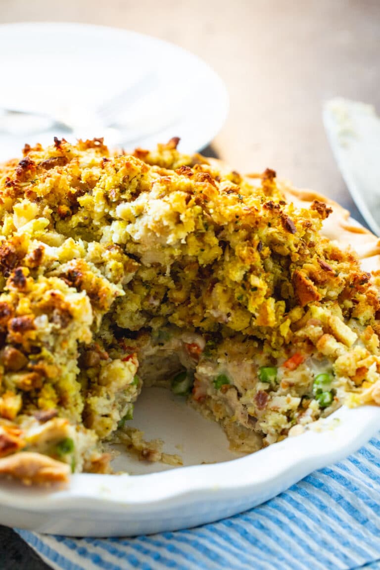 Turkey Pot Pie with Stuffing Topping - Spicy Southern Kitchen