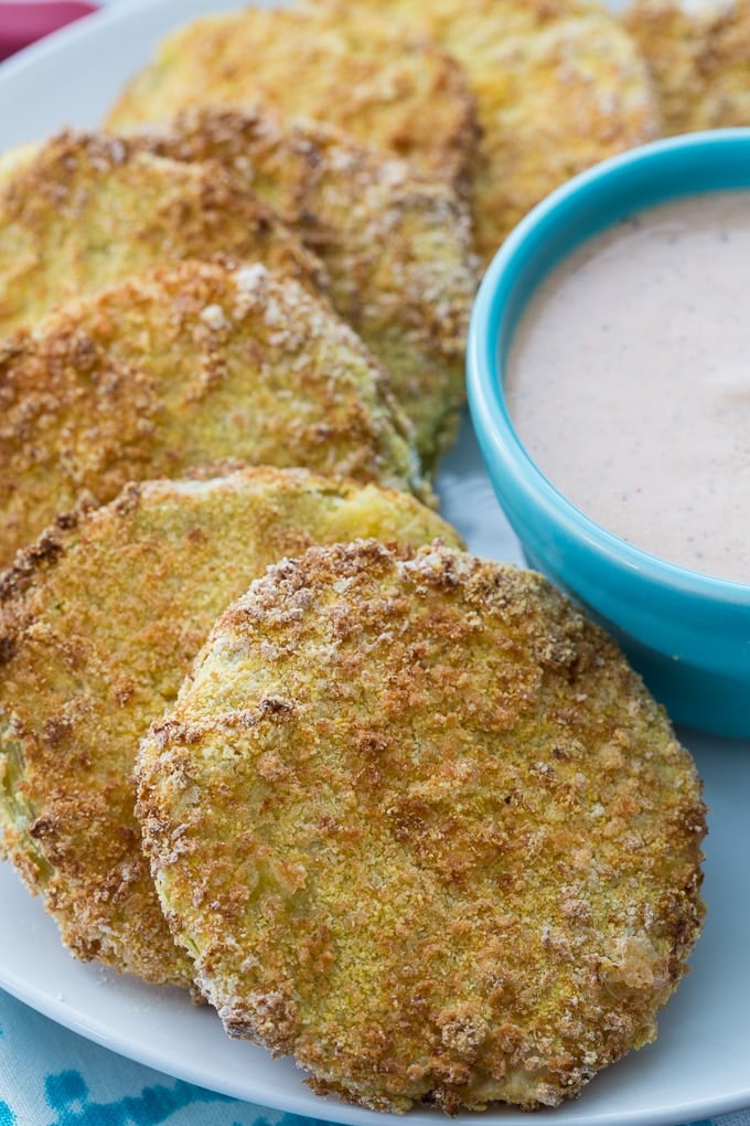 Low fat Fried Green Tomatoes made in an Air Fryer