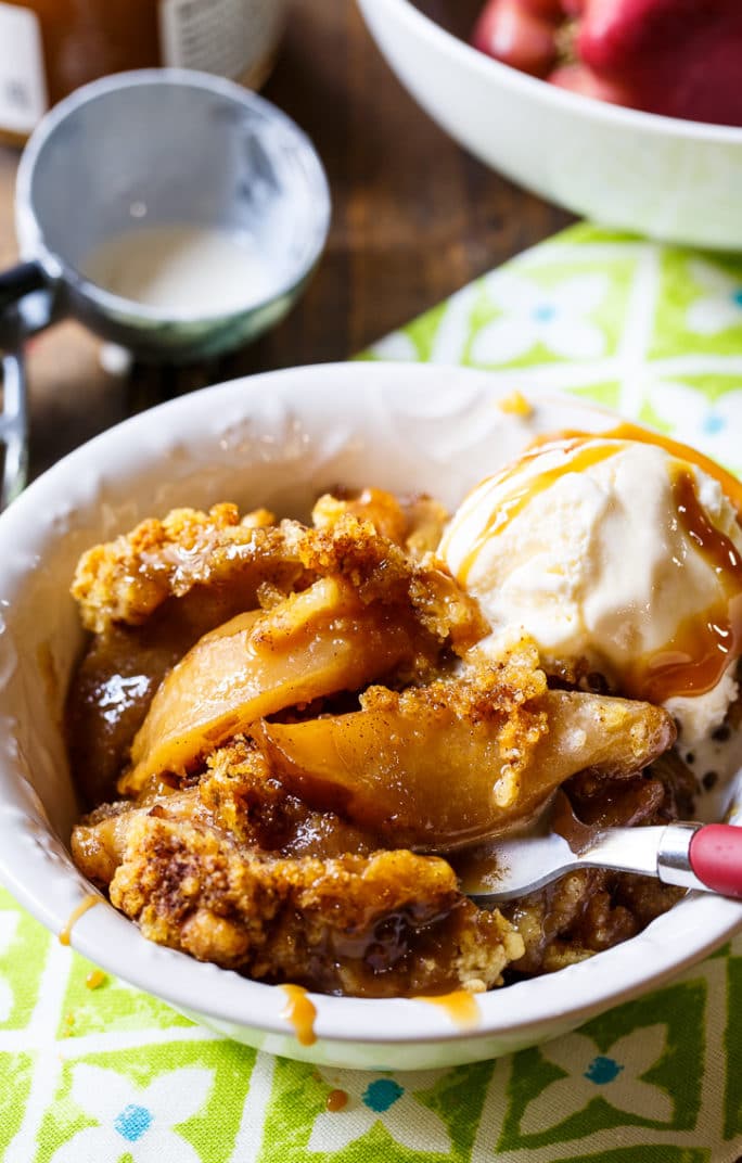 Slow Cooker Apple Cobbler made from fresh apples. So easy!