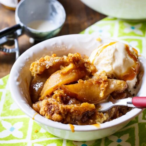 Slow Cooker Apple Cobbler - Spicy Southern Kitchen