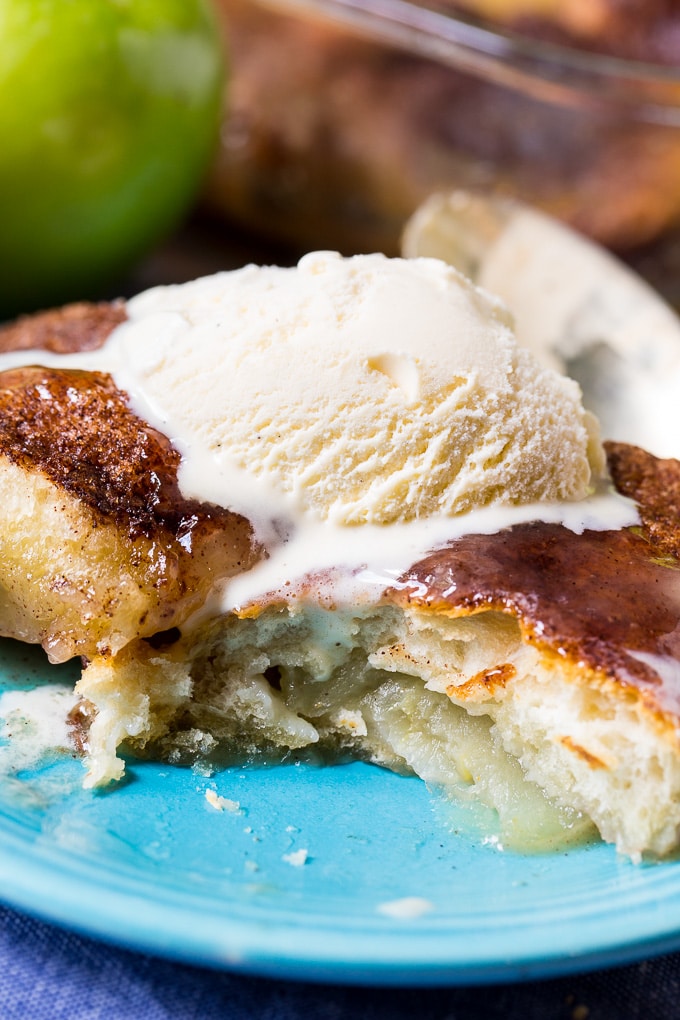 Easy Apple Dumplings served with ice cream for a delicious fall dessert.