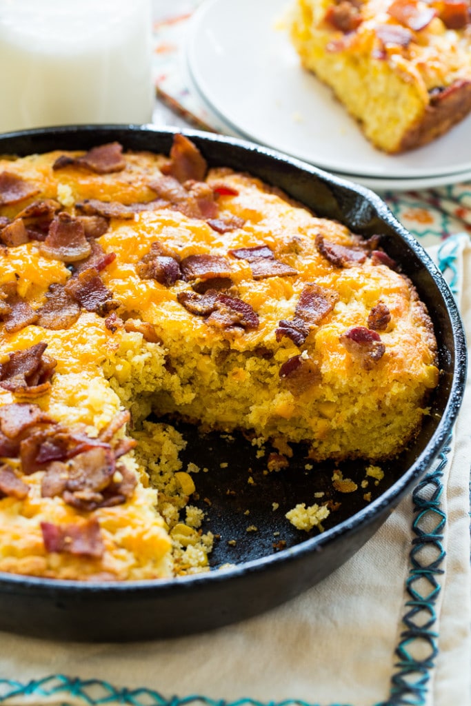 Bacon Cheddar Cornbread - Spicy Southern Kitchen