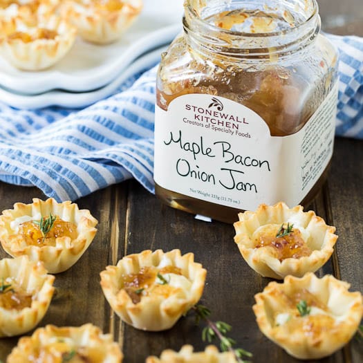 Filo Cups with Mascarpone Cheese and Maple Bacon Onion Jam