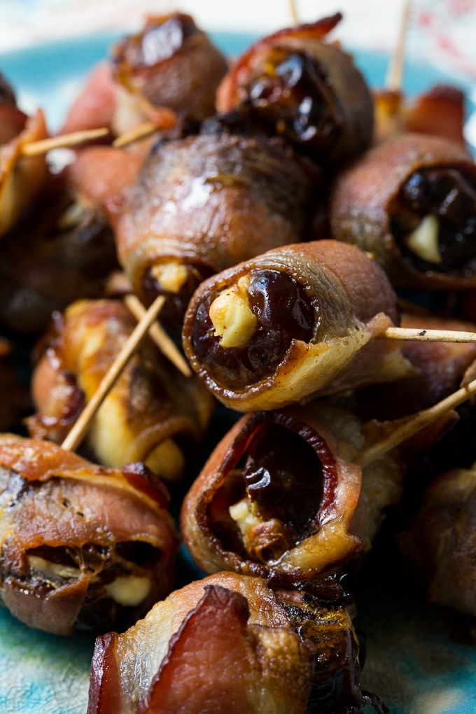 Bacon wrapped stuffed dates spicy southern kitchen