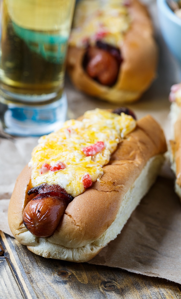 Bacon-Wrapped Hot Dogs with Pimento Cheese