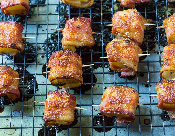 Spicy Bacon Wrapped Pineapple Bites