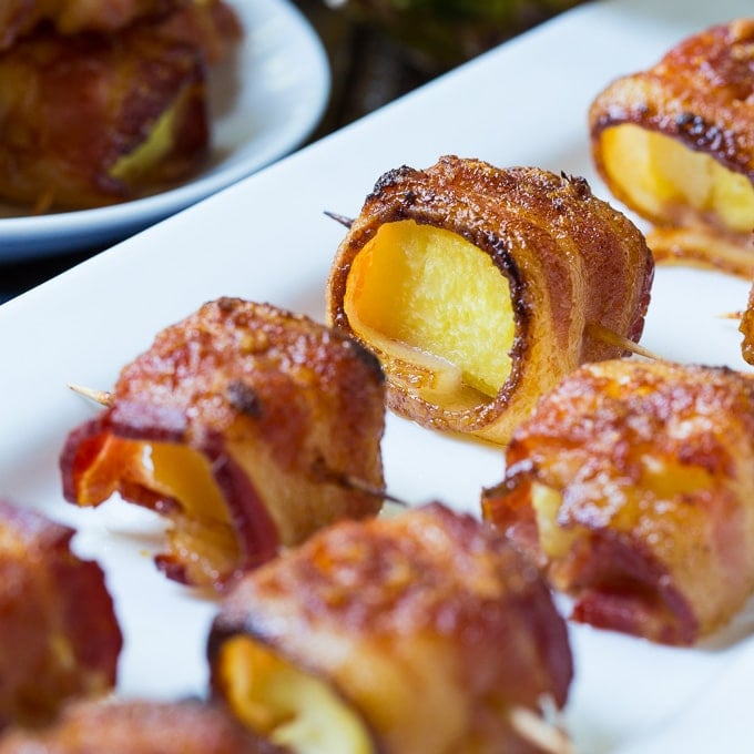 Spicy Bacon Wrapped Pineapple Bites