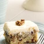 Banana Cake with Cream Cheese Frosting and chocolate chips.