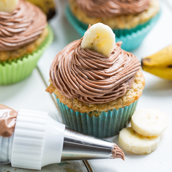 Banana Cupackes with Nutella Frosting