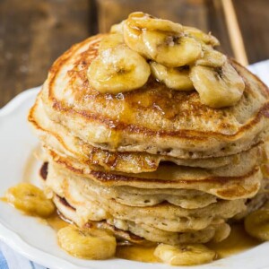 Banana Pancakes with Caramel Sauce
