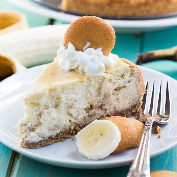 Banana Pudding Cheesecake with a vanilla wafer crust.