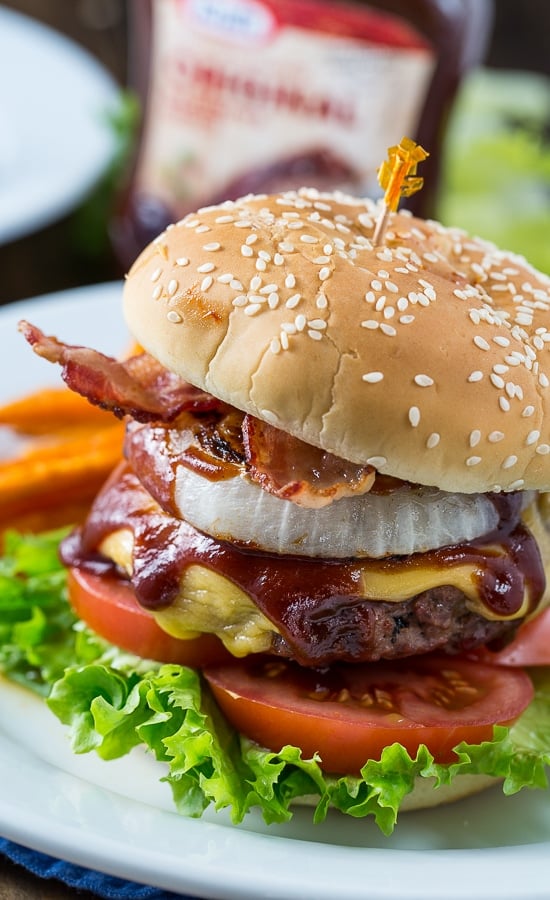 Western Barbecue Burger with grilled onions and bacon.