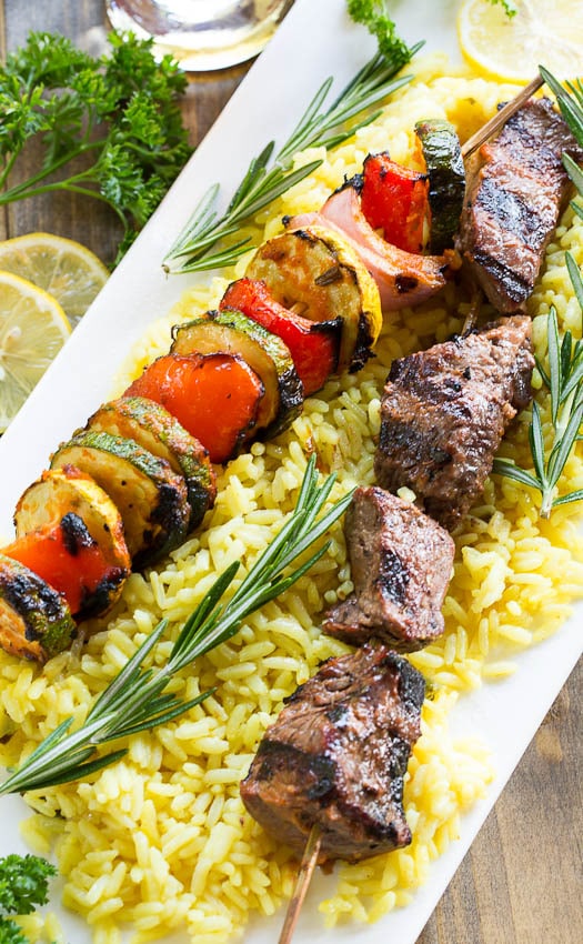 Grilled Beef Kabobs with Lemon and Rosemary Marinade