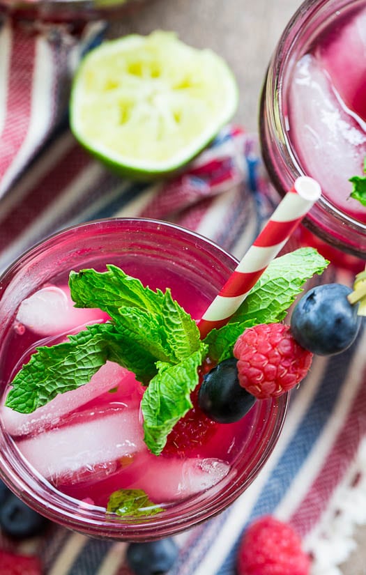 Berry Mojito with raspberries and blueberries