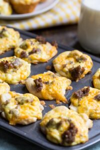 Mini Sausage Biscuit Cups made with refrigerated biscuits. #breakfast
