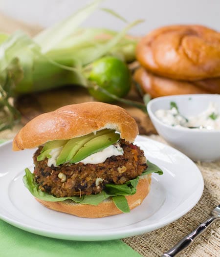 grateful dead black bean burger with cilantro lime mayonnaise