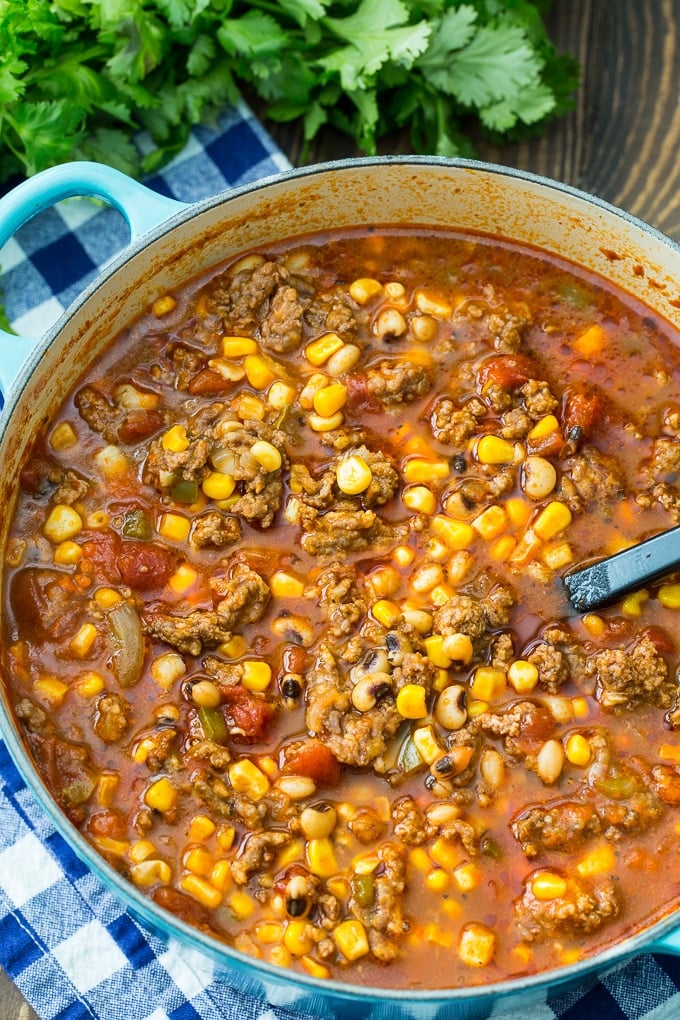 Black-Eyed Pea and Sausage Chili- a hearty southern chili