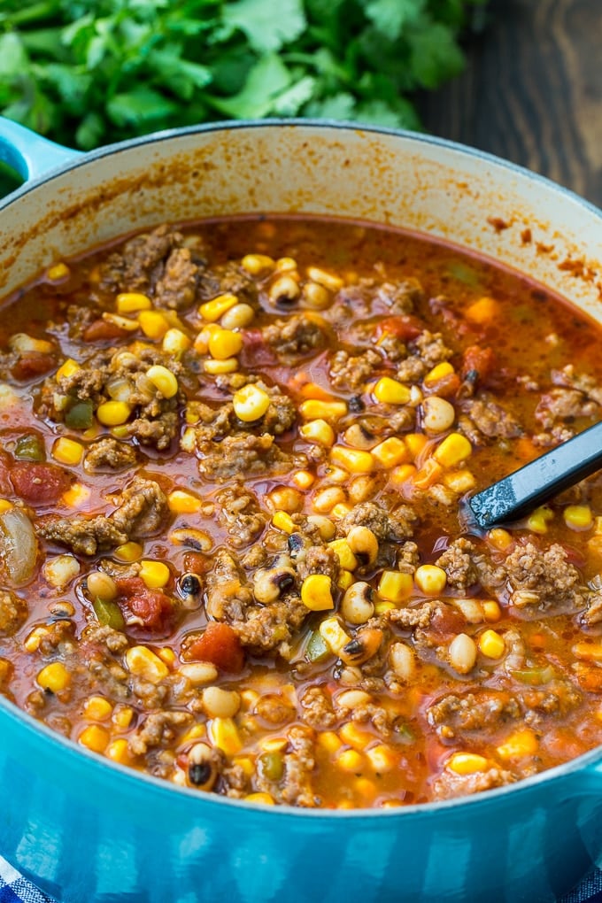 Black Eyed Pea And Sausage Chili Spicy Southern Kitchen
