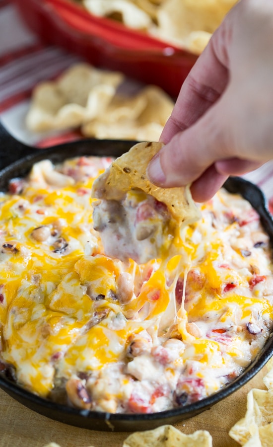 Hot, Cheesy Black-Eyed Pea Dip. Perfect for New Year's or Superbowl party.