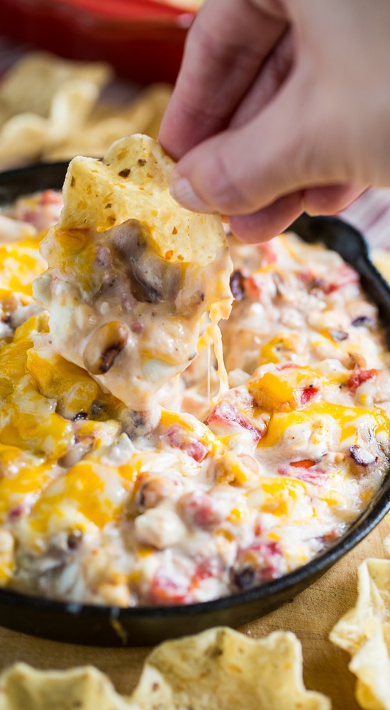 Hot, Cheesy Black-Eyed Pea Dip. Perfect for New Year's or Superbowl party.