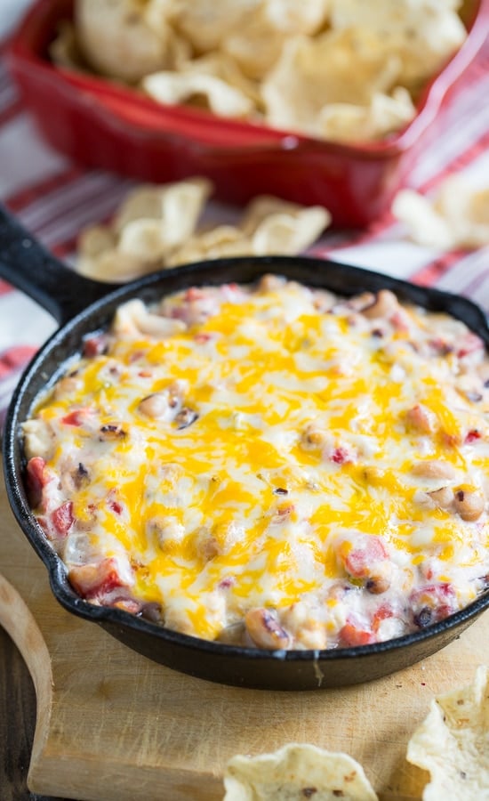Hot, Cheesy Black-Eyed Pea Dip. Great for New Year's or Superbowl party.