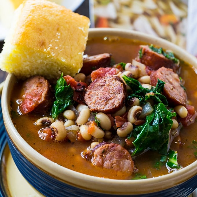 Black-Eyed Pea Stew with Sausage and Kale