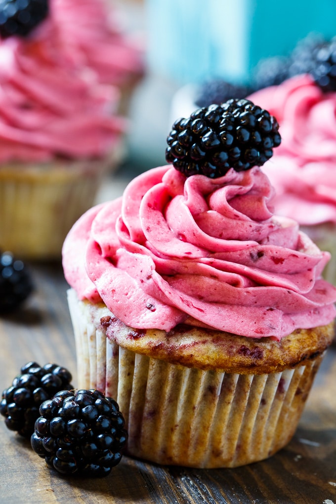 Blackberry Cupcakes with Blackberry Buttercream - Spicy Southern Kitchen