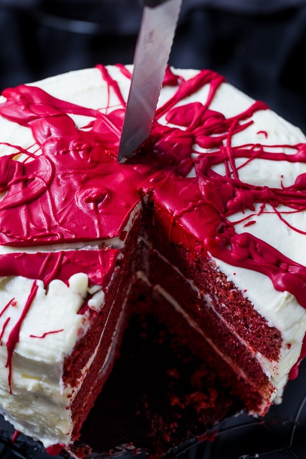Bloody Red Velvet Cake will add some gore to your Halloween.