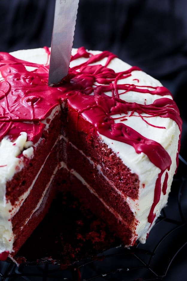 Bloody Red Velvet Cake will add some gore to your Halloween.