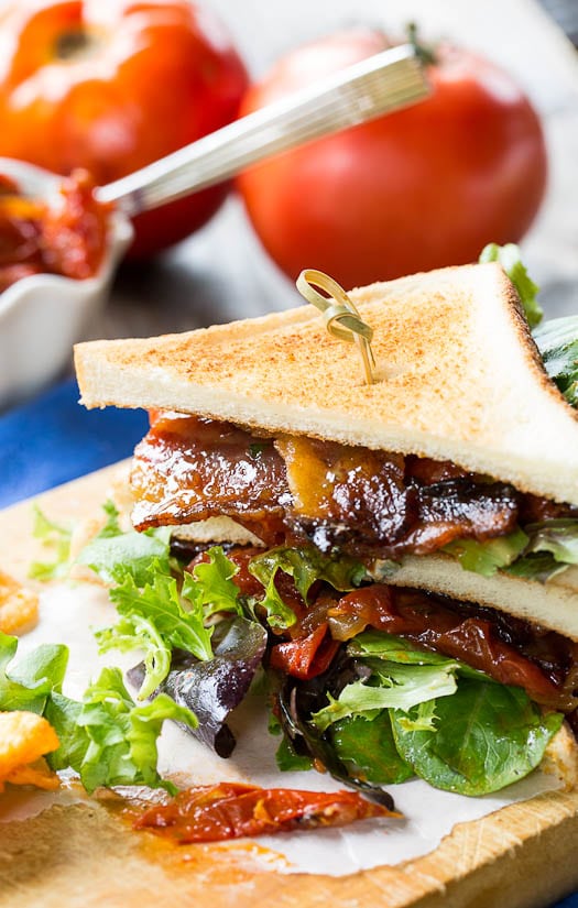 BLT with Tomato Jam and Pepper Jelly Bacon