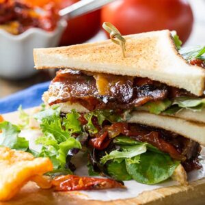 BLT with Tomato Jam and Pepper Jelly Bacon