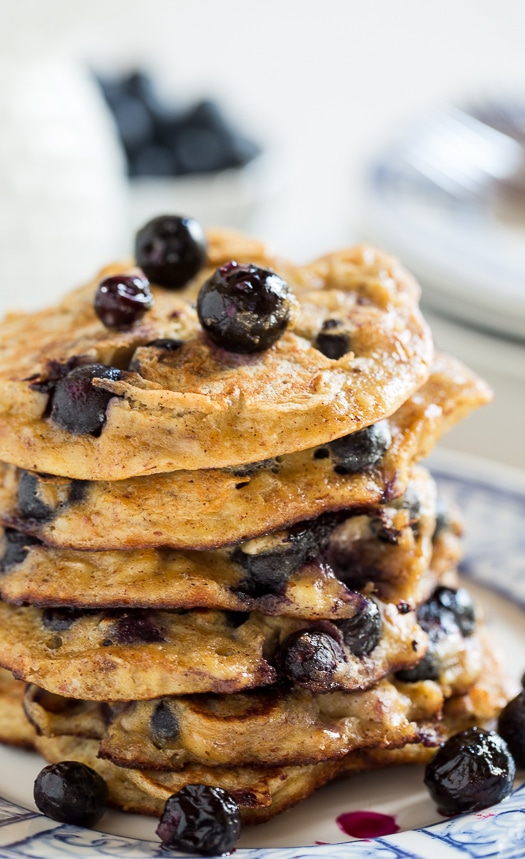 Blueberry Almond Protein Pancakes