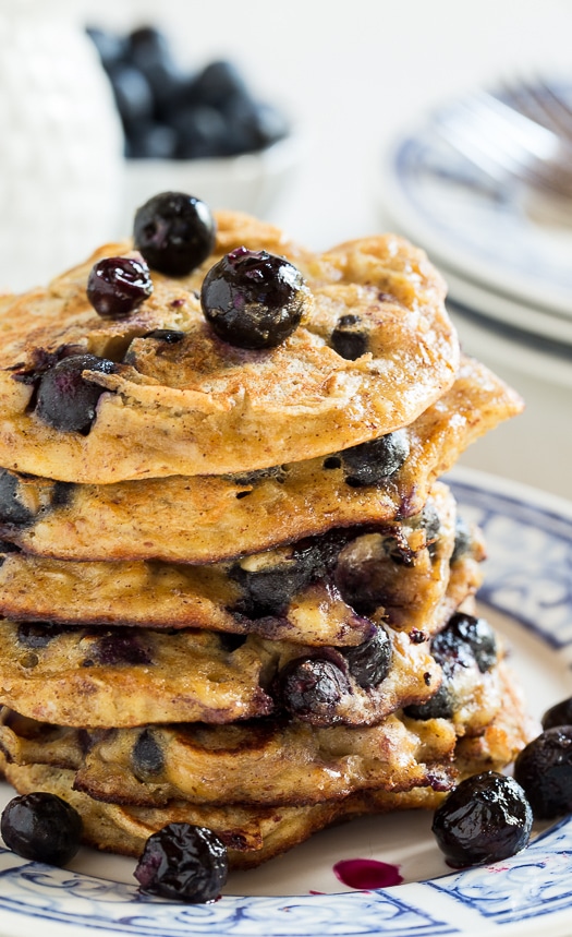 Blueberry Almond Protein Pancakes #glutenfree #healthy