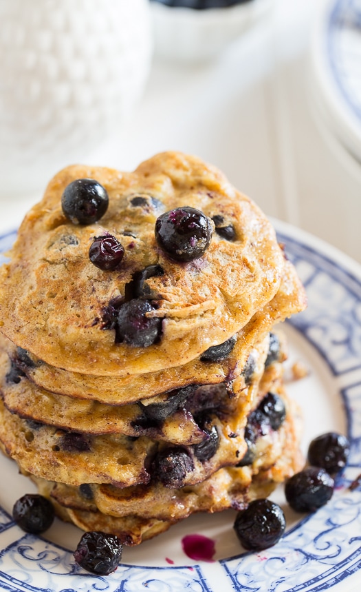 Blueberry Almond Protein Pancakes #glutenfree #healthy