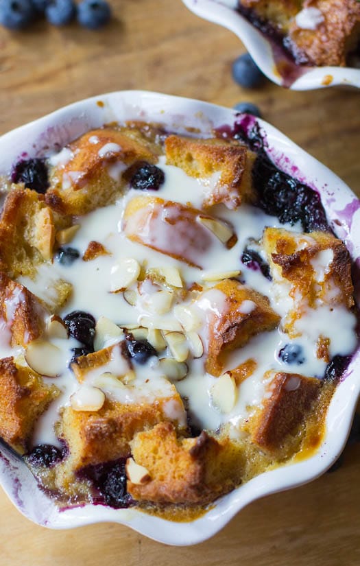 Blueberry White Chocolate Bread Pudding with Amaretto Cream Sauce ...