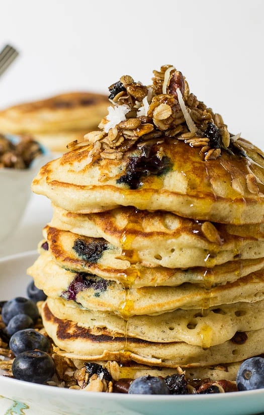 Blueberry Granola Crunch Pancakes