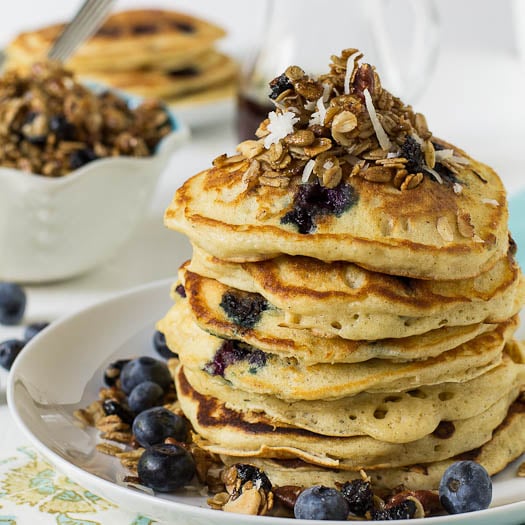 Blueberry Granola Crunch Pancakes