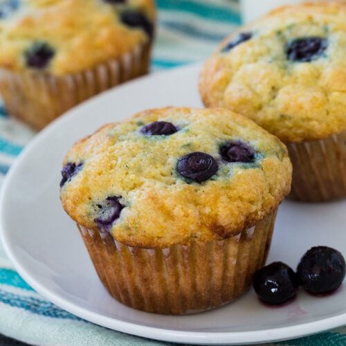 Lemon Blueberry Cornmeal Muffins - Spicy Southern Kitchen