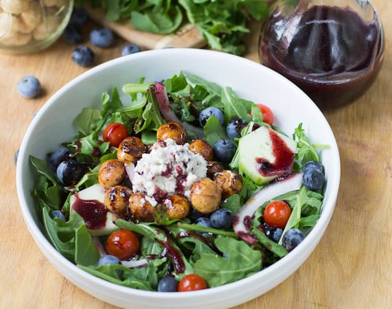 Arugula Salad with Blueberry Vinaigrette and Honey Spiced Macadamia ...